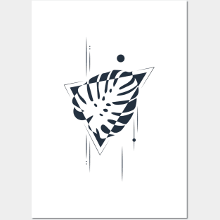 Tropical Monstera Leaf. Geometric Style Posters and Art